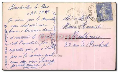 Homem em traje segurando rosas — J. Bours Anner — editor Lutèce, n° 400 — Verso