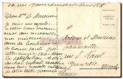 Scena ogrodowa — para w strojach epokowych — Eldan Cannel, wydawca francuski — Rewers