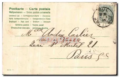Fée aux fleurs — illustration avec quatre feuilles de trèfle — éditeur Mary Rosalie, série 2C — Verso