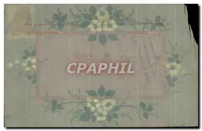 Fleurs et feuilles — carte décorative avec texte imprimé et écriture manuscrite — éditeur non visible — Achterkant