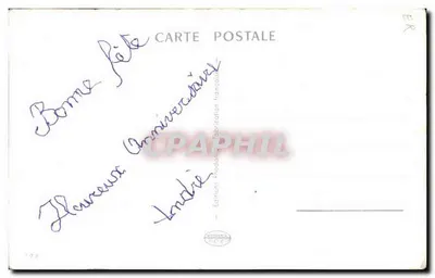 Bouquet de marguerites et de fleurs bleues — carte d'anniversaire imprimée par Editions Rhodanienne — Verso