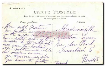 Junge Frau mit Rosenstrauß — Angers — Serie Nr. 814 — Rückseite