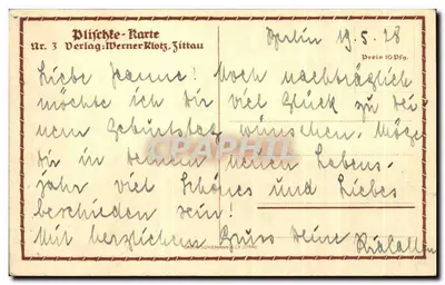 Silhuetas de crianças — Canção de Natal — Plisiche-Karte Nr. 3, editor Werner Klotz, Zittau — Verso