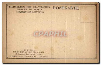 Statua Li T'ie-Kuai — jedna z « 8 Nieśmiertelnych » — wydawca Julius Bard, Berlin — Rewers