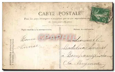 Petite fille en robe rose — avec bouquet de fleurs colorées — éditeur M.J. 200 — Verso