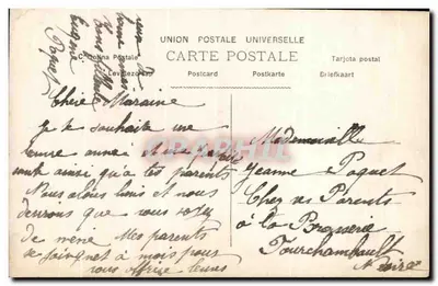 Petite fille en robe rose — tenant un bouquet de fleurs — éditeur POSTES XXX — Verso