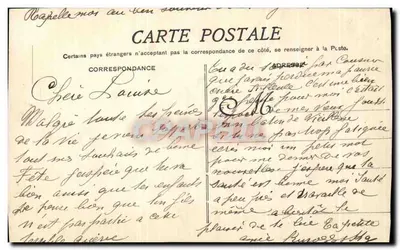 Dwie fioletowe róże — Fête — Karta pocztowa datowana 24 kwiecień 1909 — Rewers