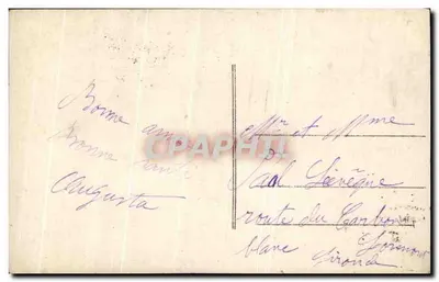 Młoda kobieta trzymająca latarnię i bukiet — Gironde, seria 408 — wydawca Giraud — Rewers