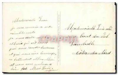 Pary zakochane — emocjonalna karta pocztowa — O. OLIVIERY, Nantes, n° 1158 — Rewers