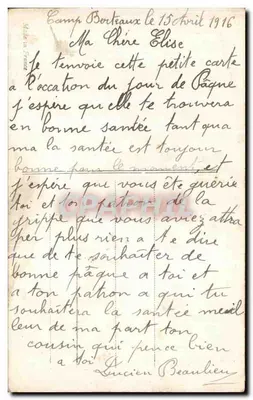 Homem com traje e chapéu de Páscoa — carta postal de Fauvette, n°1326 — Verso
