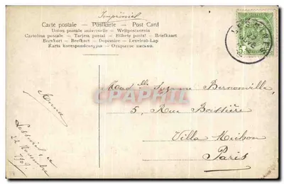 Menina com vestido claro e chapéu — segurando um buquê de lírios e um cajado — série AE 2524/5 — Verso