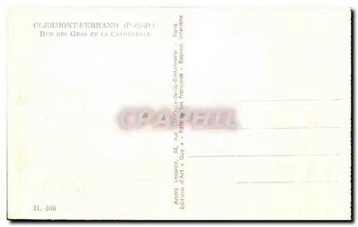 Clermont-Ferrand — Rue des Gras e a Catedral — Éditions d'Art Guy — Verso