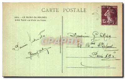 Mont-Saint-Michel — Strona północna przy świetle księżyca — Laurent, Francja, n°2955 — Rewers