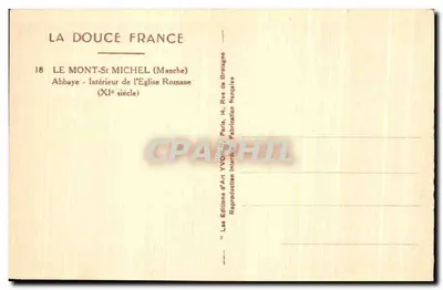 O Mont-Saint-Michel — Interior da abadia — Editor Yvon, n°18 — Verso