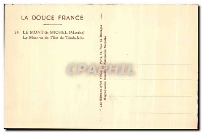 Monte-Santo-Michel — visto do ilhéu de Tombelaine — Éditions d'Art Yvon, Paris — Verso