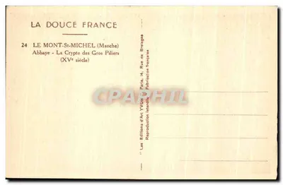 Monte-Santo-Michel — Abadia - A Cripta dos Grandes Pilares (século XV) — Les Éditions d'Art Yvonne, Paris — Verso