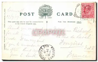 Kynance Cove — vista costeira — Peacock Brand Co. Ltd. — Verso
