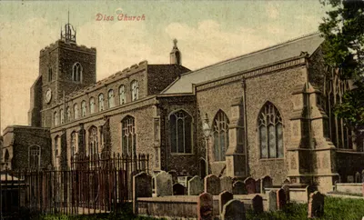 Igreja de Diss — Igreja protestante — Cartão postal souvenir