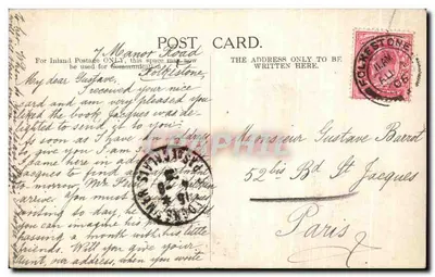 Bilhete postal antigo Victoria Pier Folkestone — Verso