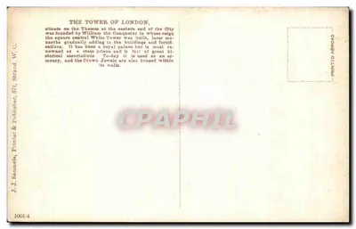 Turm von London & Münze — J.J. Samuels, n°1001/4 — Rückseite