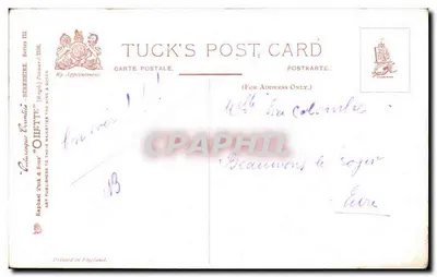 Berkshire, Wargrave Church — widok kościoła przy brzegu rzeki z bydłem — Tuck's Post Card, seria 7338 — Rewers