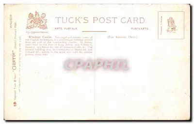 Windsor Royal Park — vista del castillo de Windsor — Tuck's Post Card n°7561 — Reverso
