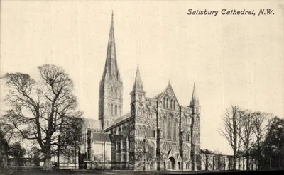 Catedral de Salisbury, N.O. — vista noroeste — Série Valentine's