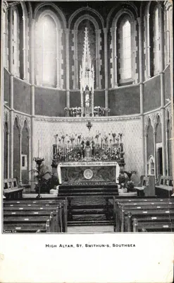 Bilhete postal antigo Altar de Altura Santa Swithun's Southsea