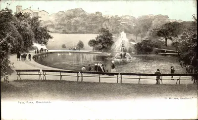 Bilhete postal antigo Parque Peel, Bradford