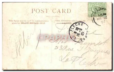 Bilhete postal antigo Parque Peel, Bradford — Verso