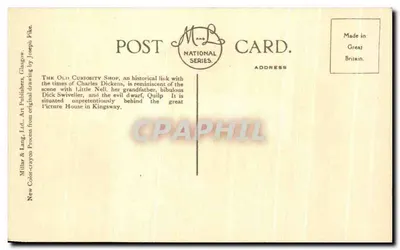 A Velha Loja de Curiosidades, Londres — ilustrado por Joseph Pike — série Nacional — Verso