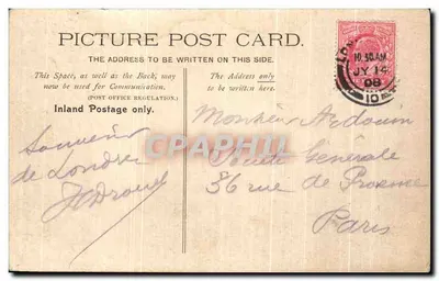 Londyn, Piccadilly Circus — widok fontanny i budynku Spaten Beer — wydawca nieznany, n° 211 — Rewers