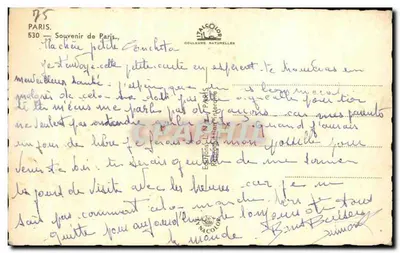 Paris — Lembrança de PARIS — Edição Talcolor, n° 530 — Verso