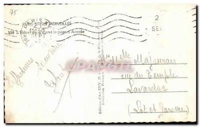 Bilhete postal antigo Paris Suas Maravilhas O Hotel de Ville e o ponte d'Arcole — Verso