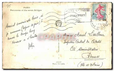 París - Panorama de los Siete Puentes — Gany, n° 3569 — Reverso