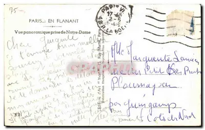 Parigi — Vista panoramica scattata dalla Cattedrale di Notre-Dame — Edizioni d'Arte 'Yvon' Parigi — Verso