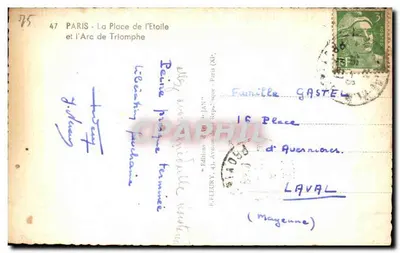 Cartolina d'epoca Parigi — La Piazza della Stella e l'Arco di Trionfo — Verso