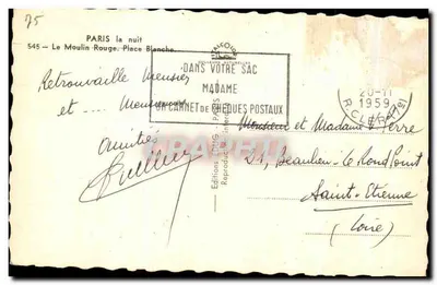Le Moulin Rouge — Paris à noite — Éditions Couleurs Nétielles, n° 545 — Verso