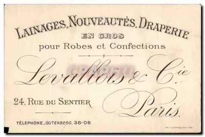 Karteikarte Levallois et Cie Rue du Sentier Paris
