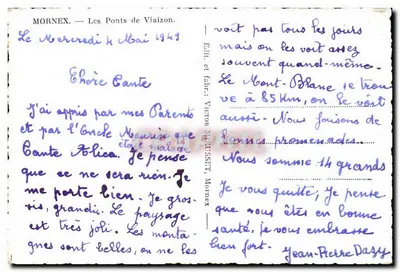 Les Ponts de Viaizon — viaduc ferroviaire sur le fleuve — éditeur Victor SHUSSSET, Mornex — Verso