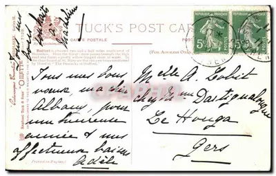 Bedfont, Middlesex — widok malowniczy z rzeką Crane — Tuck's Post Card, seria 7128 — Rewers