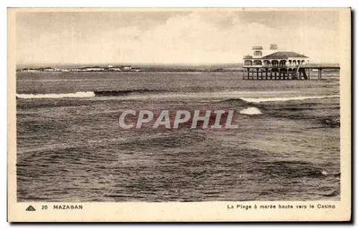 Mazagan — A Praia com maré alta em direção ao Casino — C.° U.S. Arts Photo. La Noue, Strasbourg