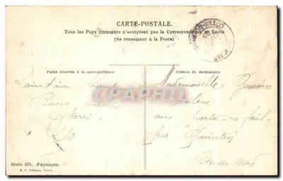 Widok z Valloire — Jezioro Bourget — wydawca K. F. Éditeurs, Paryż, seria 831 — Rewers