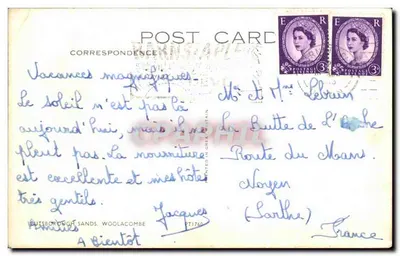 Butsborough Sands — plage et parking — éditeur 'POST CARD' et n° PT1760 — Verso