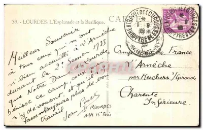 Lourdes — Esplanada i Bazylika — wydawca Vamory, nr 39 — Rewers