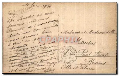 Lourdes - A Vale e o Gave — Castelo e montanhas — editor Château d'Art Pyrénéen, n°8 — Verso