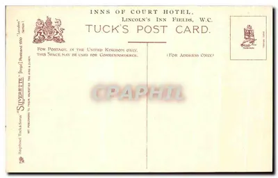 Londyn. Waterloo Place — figura konna — Tuck's Post Card, seria 'London' nr 1 — Rewers