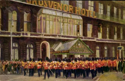 Grosvenor Hotel — Parade das Guardas do Rei em Londres — editor Roberts & Leete, Ltd.
