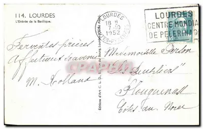 La Entrada de la Basílica — Lourdes — Ediciones de Arte Alain, n°114 — Reverso
