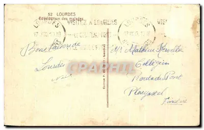 Benção dos doentes em Lourdes — Edição Doucet — n°52 — Verso